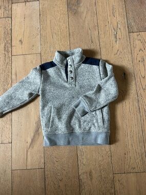 Crewcuts Gray Pullover with Navy Snap Placket